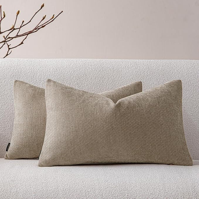 a moment Pack of 2 Decorative Chenille Throw Pillow Covers with Twill Cushion Covers for Sofa Liv... | Amazon (US)
