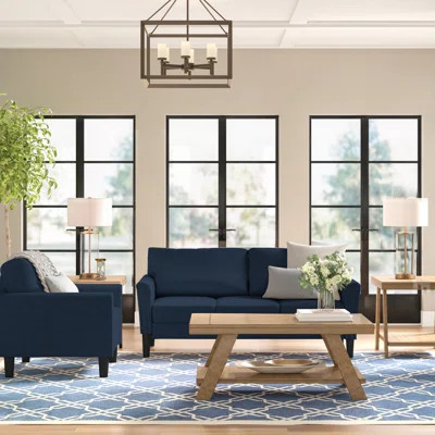 Colyt 2 Piece Living Room Set Three Postsâ¢ Fabric: Navy | Wayfair North America