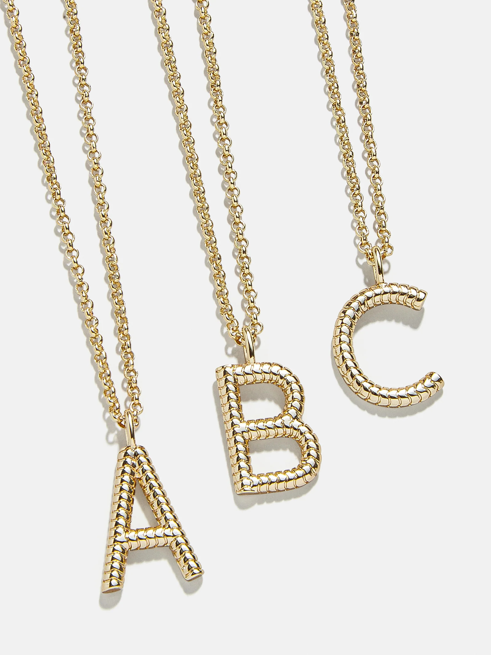 Classic Initial Necklace - Ribbed Gold Initial - Gold | BaubleBar (US)