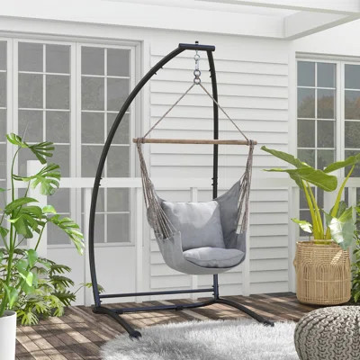 Hanging Hammock Chair Stand Only, C Shape Swing Stand, Black | Wayfair North America