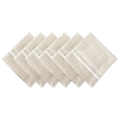 Design Imports  French Stripe Napkin Set 6 Piece, Taupe/White, 20X20" | Target