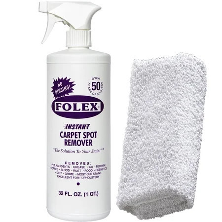 Folex Carpet Cleaner, 32oz + Daley Mint Towel - Instant Spot Remover Carpet Spray for Upholstery, Rugs, Carpets, Home Cleaning | Walmart (US)