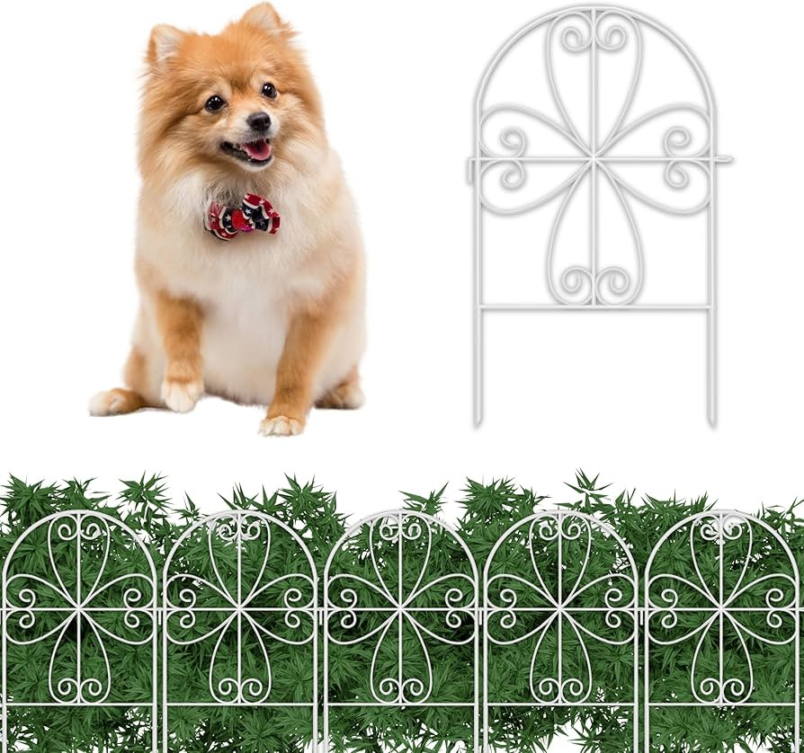 ShopLaLa Garden Fence Animal Barrier (10 Panels) 12in(L) x 24in(H) Rustproof Decorative Heart Whi... | Amazon (US)