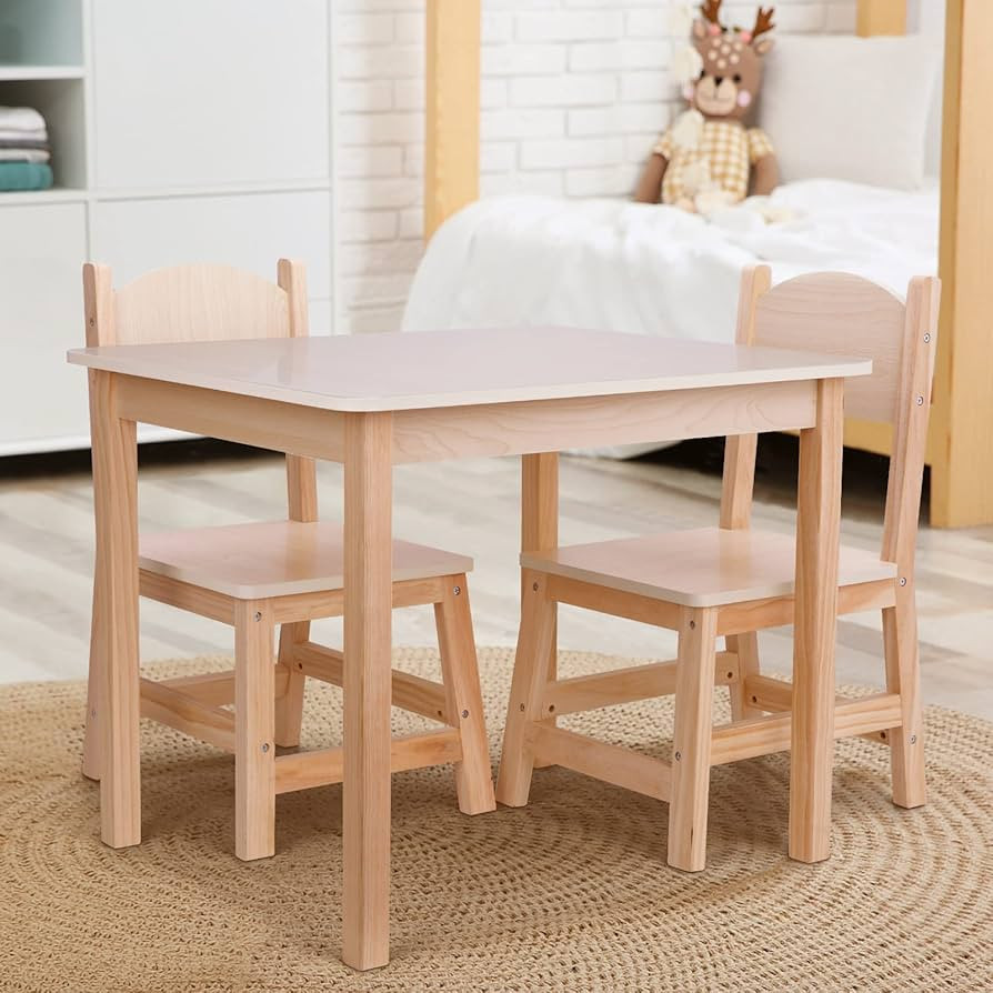 TOOKYLAND Wood Kids Table and Chairs Set, Waterproof Desktop, Easy to Clean, Smooth Edge, Ideal T... | Amazon (US)