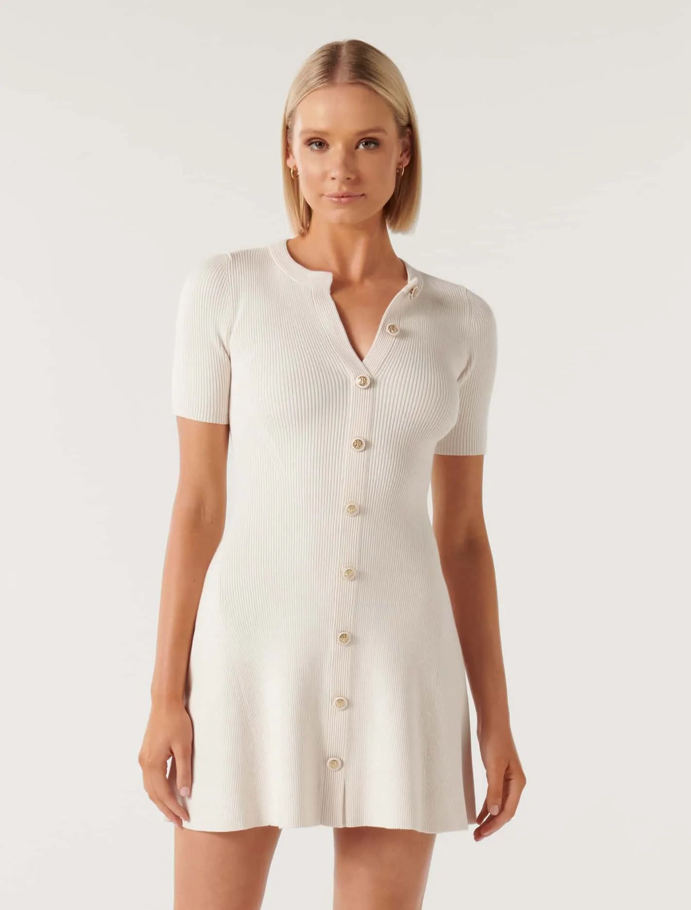 Jolie Button Mini Knit Dress | Forever New (UK & IE)