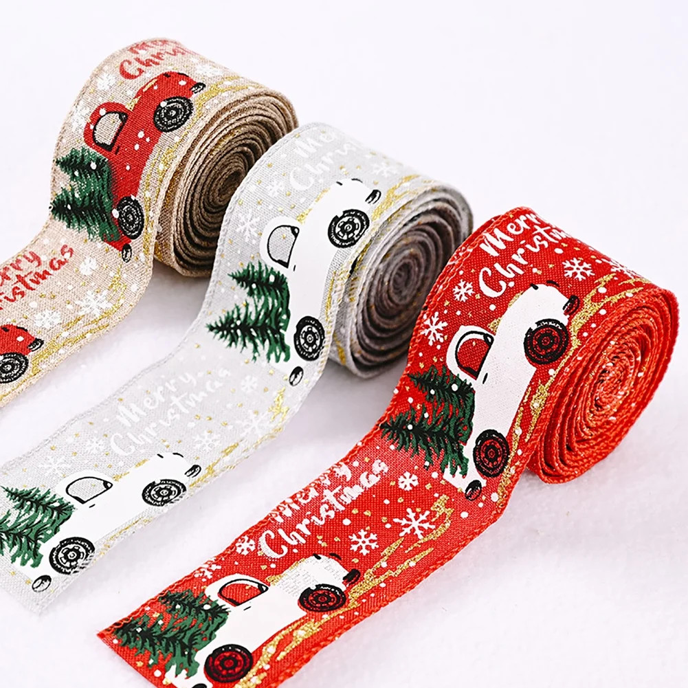 Bueautybox Christmas Ribbons with Wired Edge， Vintage Red Truck Ribbon Fabric Christmas Tree Wr... | Walmart (US)