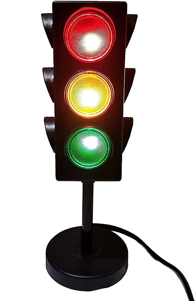 Kicko Traffic Light Lamp with Base - Mini Stop Light Lamp, Blinking - Decoration for Kids’ Bedr... | Amazon (US)