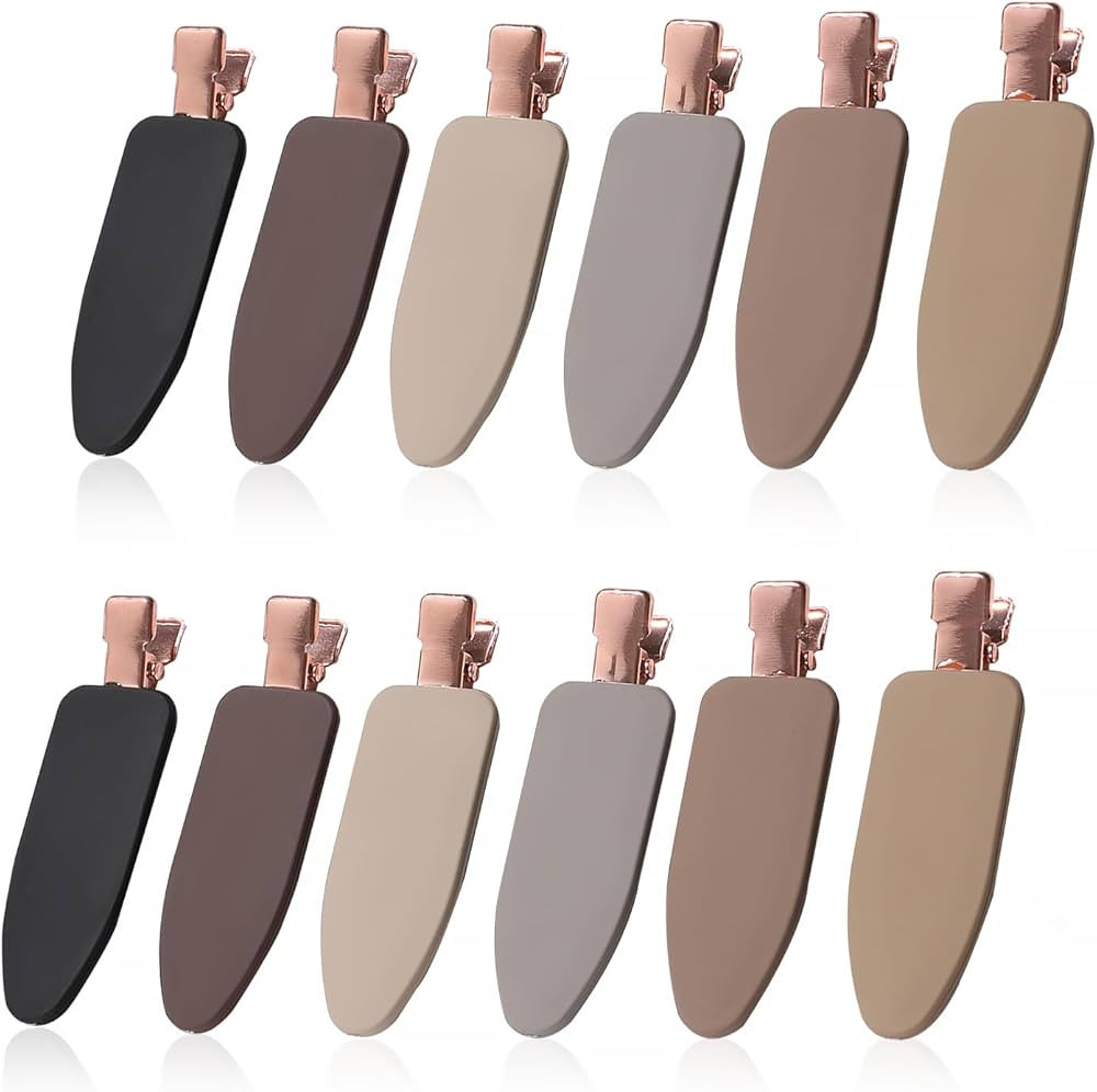 12PCS No Bend Hair Clips, Brown Hair Clips for Styling, No Crease Hair Clips for Makeup, Non-slip... | Amazon (US)