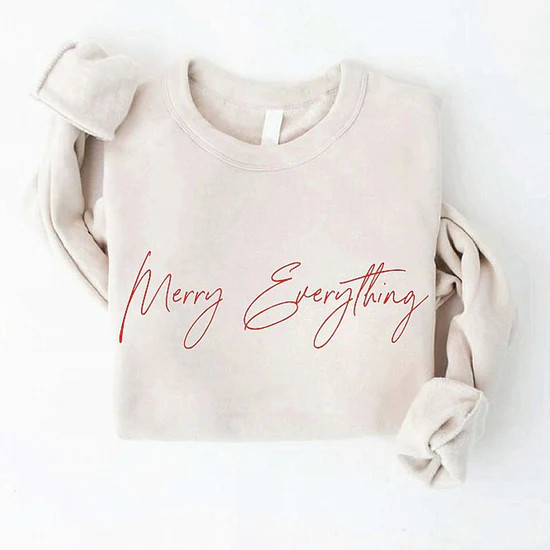 Merry Everything Graphic Fleece Sweatshirt, Heather Dust | SpearmintLOVE