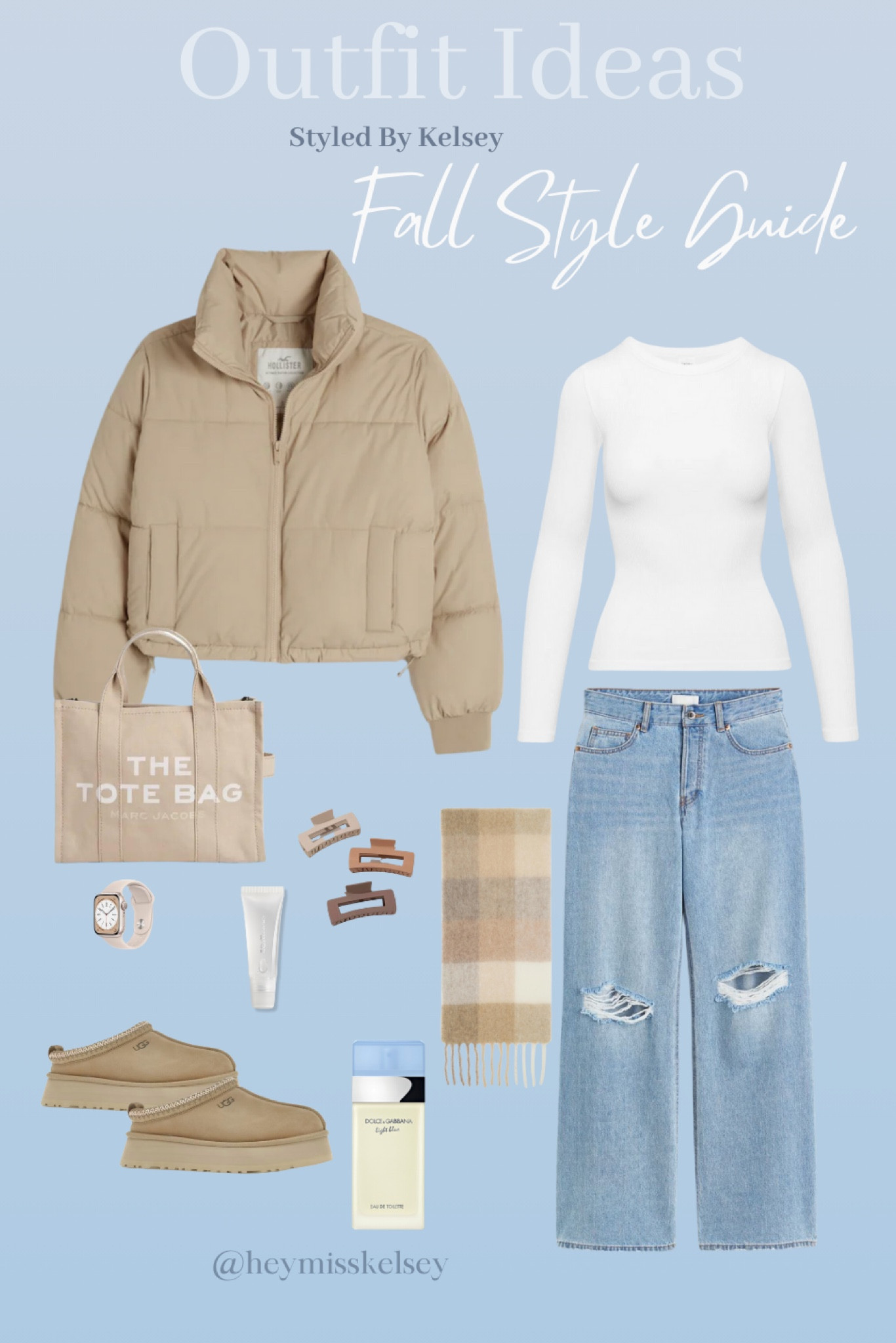Effortlessly slay your fall fashion game with this must-have combo: a puffer jacket, plaid scarf, ripped jeans, Ugg talismans and a statement tote bag.  These are cozy fall outfit essentials . Stay comfy and stylish all season long! 🍁👜 

#LTKfindsunder100 #LTKSeasonal #LTKstyletip