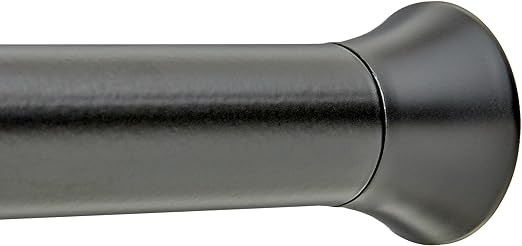 Amazon Basics Adjustable Tension Curtain Rod, 54-90" Width - Black, Classic Finial | Amazon (US)