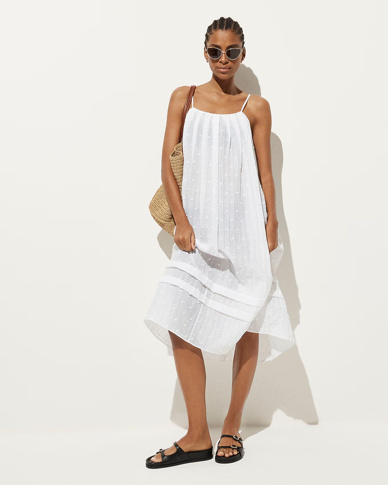 Shift midi dress in textured dot | J. Crew US
