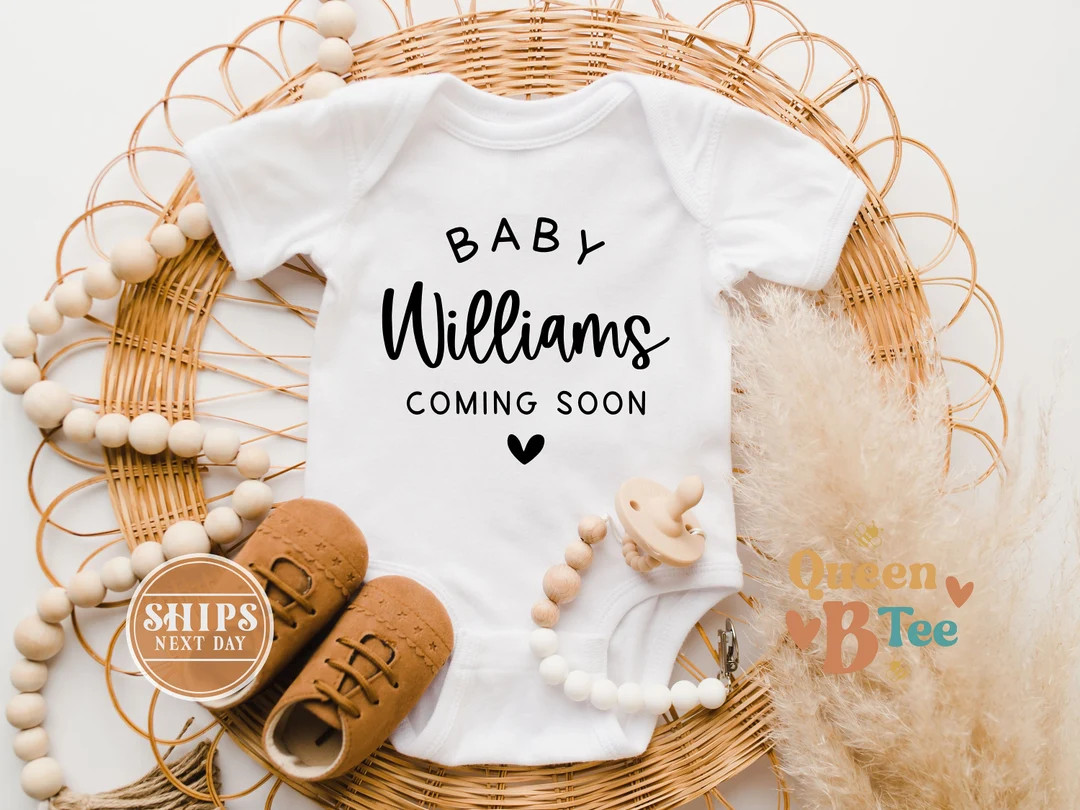 Pregnancy Announcement Onesie®, Custon Name Baby Bodysuit, Personalized Family Last Name Infant ... | Etsy (US)