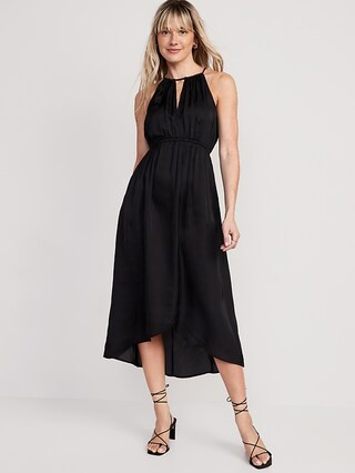 Waist-Defined Halter Satin Maxi Dress for Women | Old Navy (US)