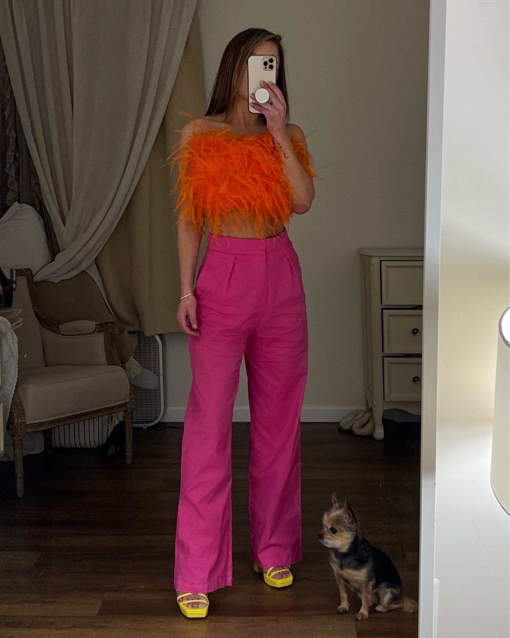 Birthday outfit, color block, feather top, pants, 

#LTKFind #LTKstyletip #LTKunder100