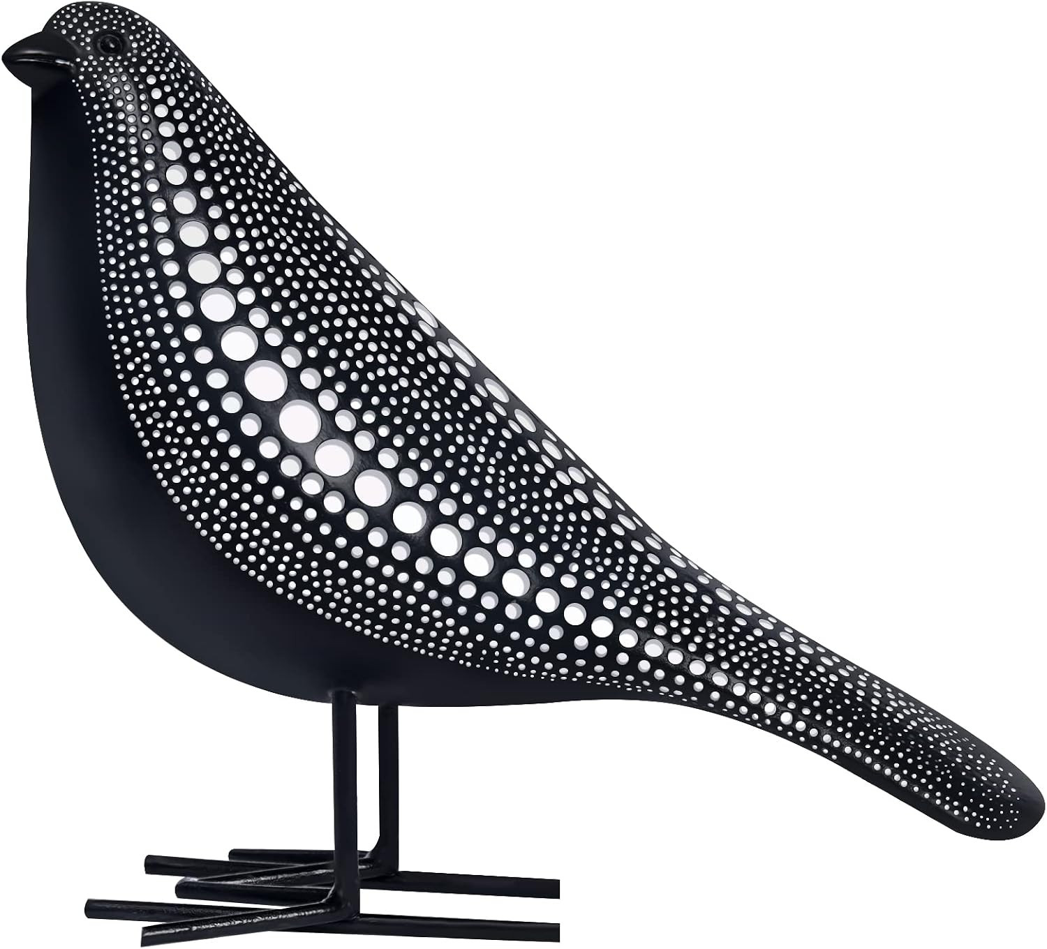 Quoowiit Sculptures Home Decor, Bird Figurine Shelf Decor, Modern Decorations for Living Room, Bedroom, Office, House, Resin Animal Statues and Figurine with Chic Polka Dots Art Design (Black) | Amazon (US)