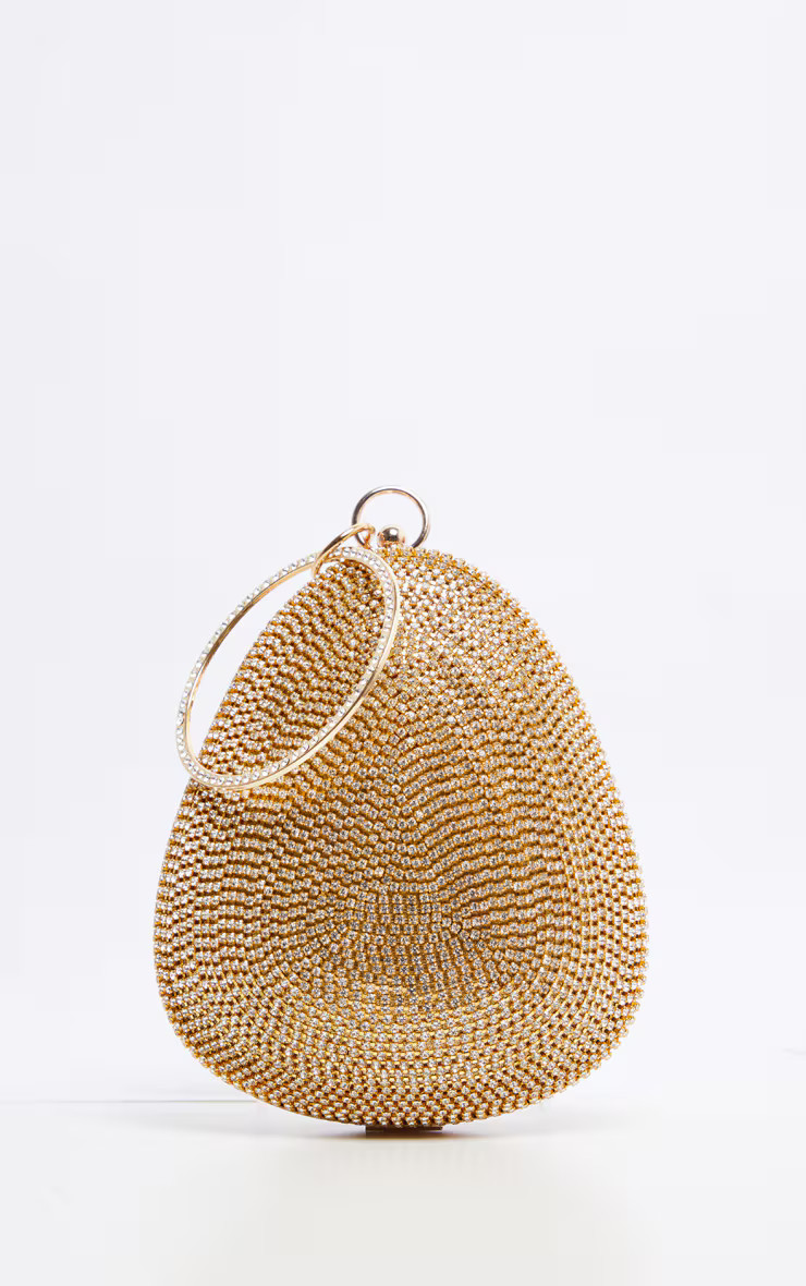 Gold Diamante Oval Bag | PrettyLittleThing US