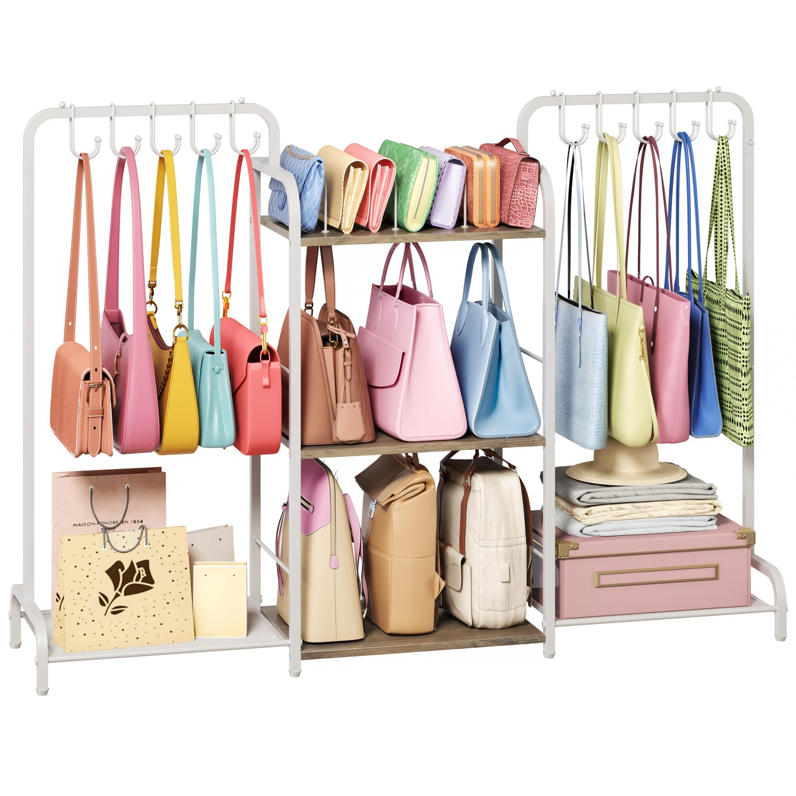 Purse Organizer with 2 Purse Hangers for Purse Storage, High-Capacity Handbag Organizer with 10 A... | Amazon (US)