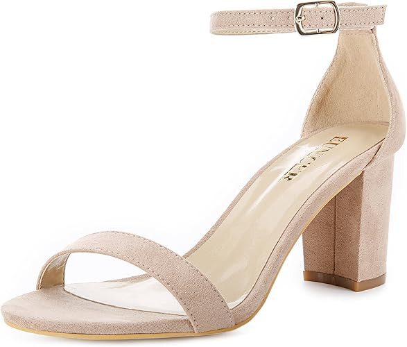 Eunicer Women's Classic High Heel Chunky Sandals with Ankle Strap Block Heel | Amazon (US)