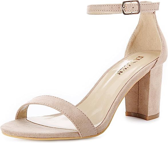 Eunicer Women's Classic High Heel Chunky Sandals with Ankle Strap Block Heel | Amazon (US)