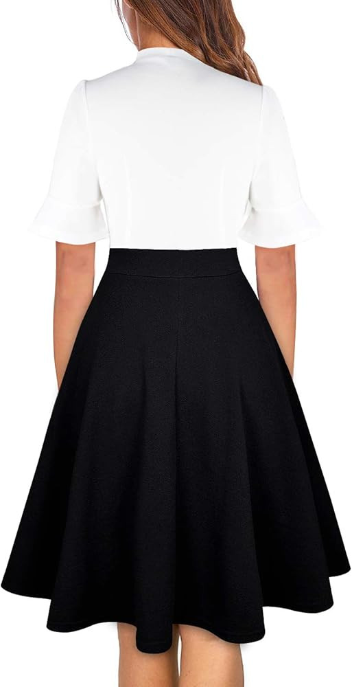 Women Summer Floral Ruffle Sleeve Wear to Work Church Wedding Guest Party Dresses | Amazon (US)