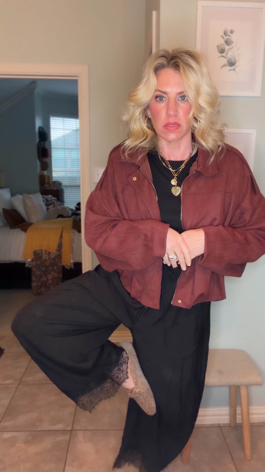 Faux suede bomber jacket and satin trim balloon pants on Amazon  
Fall must haves

#LTKootd #LTKOver40 #LTKSaleAlert