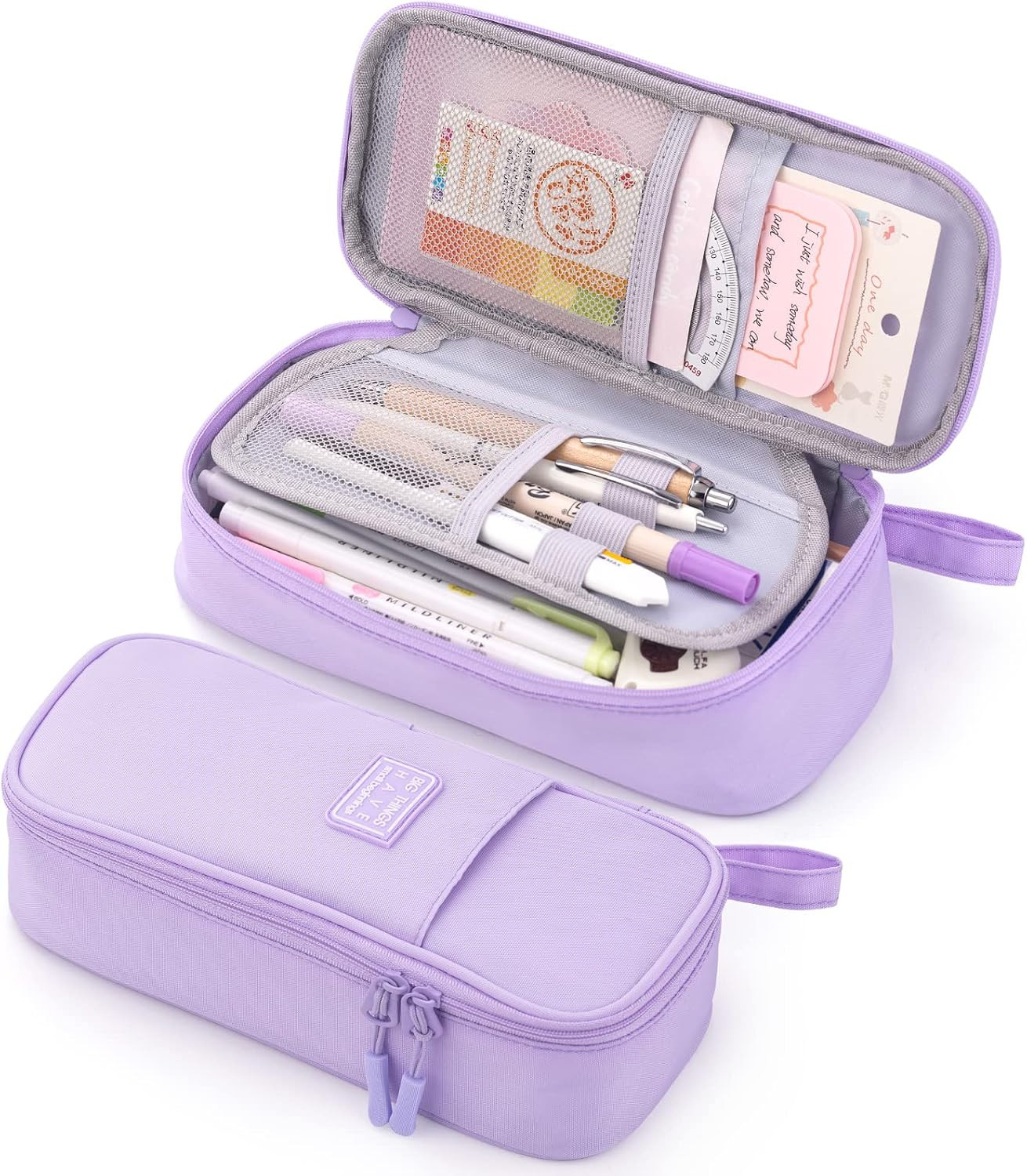 CICIMELON Durable Pen Pencil Case Big Storage Pen Pouch Bag for School Supplies Office College Teen Girls Adults, Purple | Amazon (US)