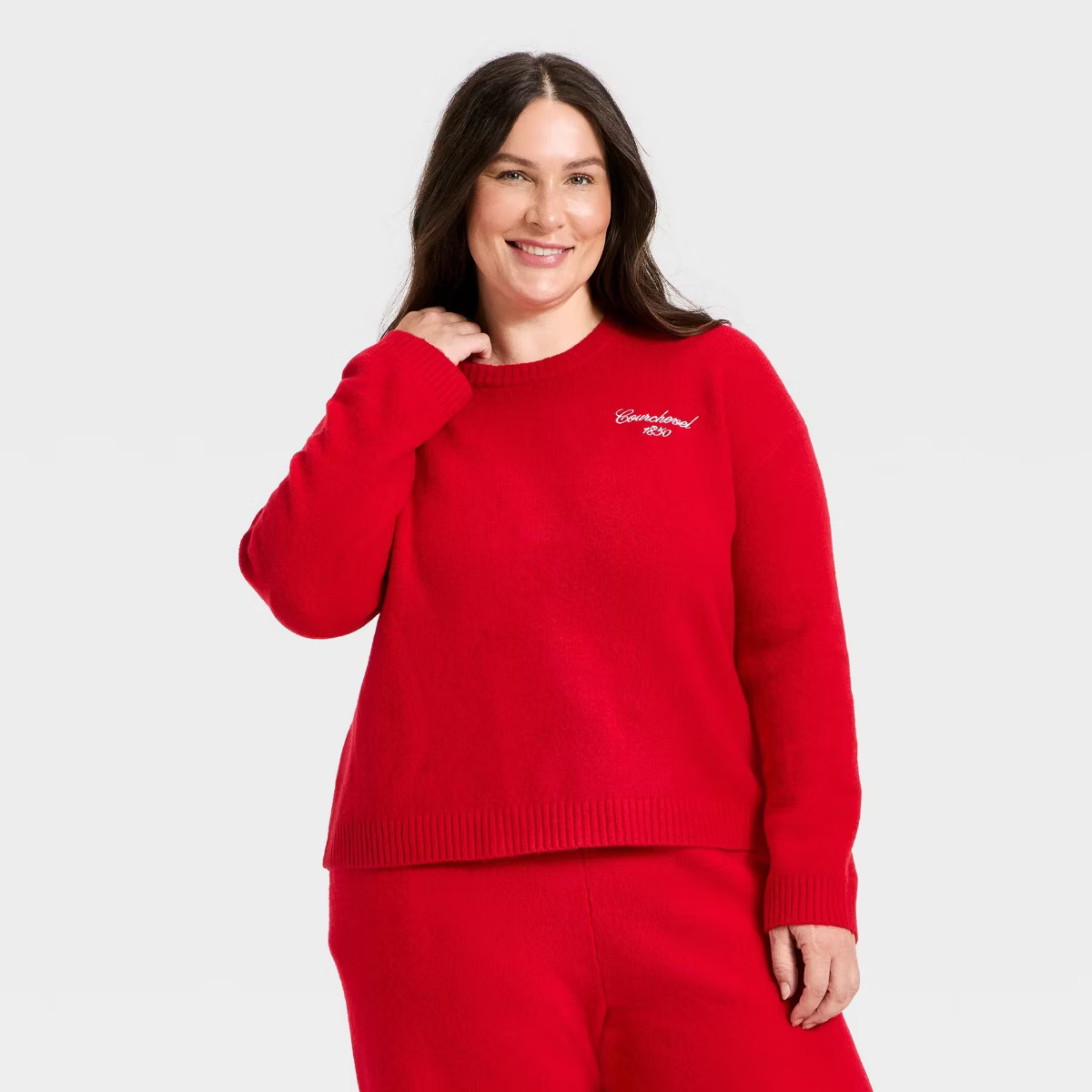 Women's Cozy Alpine Knit Bouclé Crewneck Pullover Sweater - Universal Thread™ Red | Target