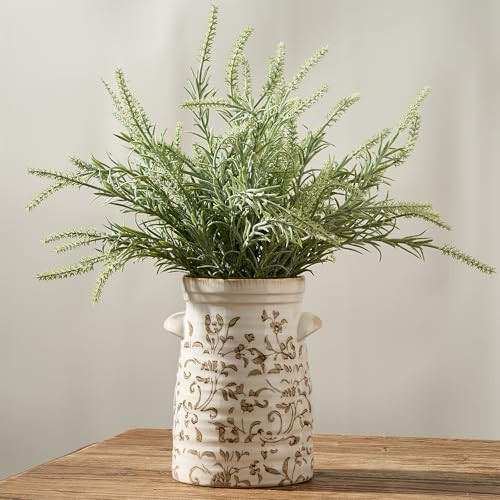 SIDUCAL Ceramic Rustic Vase with 2-Ear, 7.6 Inch Ice Cracked Vintage Pastoral Vase, Rustic Farmhouse Vases for Home Decor, Table, Living Room, Shelf Decor, Chinoiserie Decor, Brown Floral Pattern | Amazon (CA)