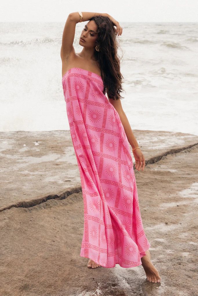 Soph Strapless Maxi Dress - Pink Red | Petal & Pup (US)