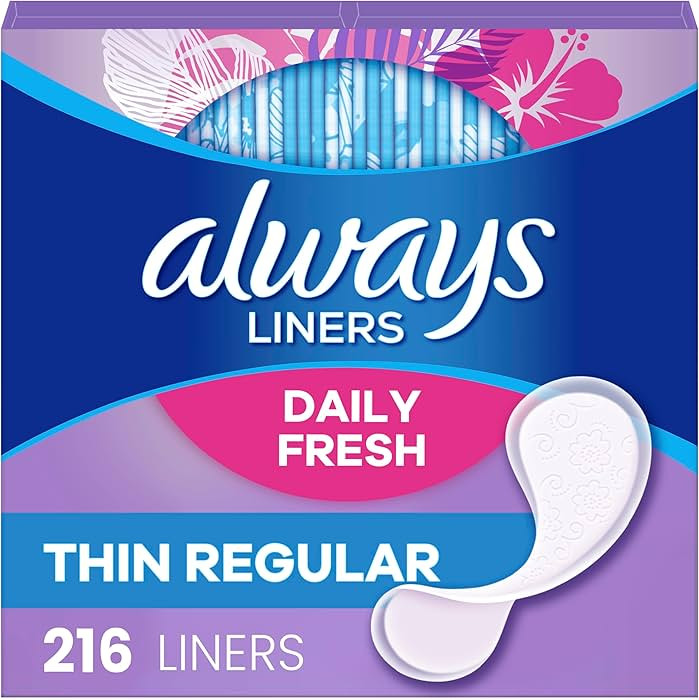 Always Daily Fresh Thin Liners, Regular Absorbency, Unscented Panty Liners, 216 Count (Packaging ... | Amazon (US)