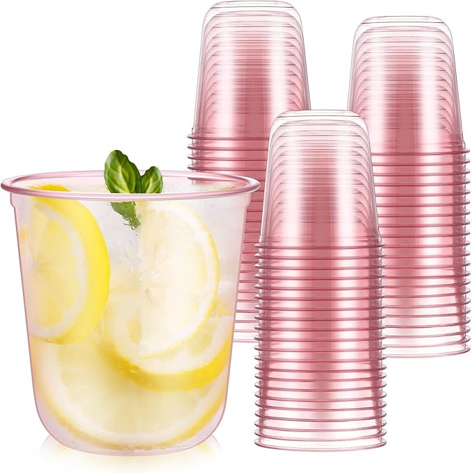 Ziliny 50 Pcs Disposable Stemless Glasses 12oz Crystal Plastic Wine Glasses Clear Classic PET Cup... | Amazon (US)