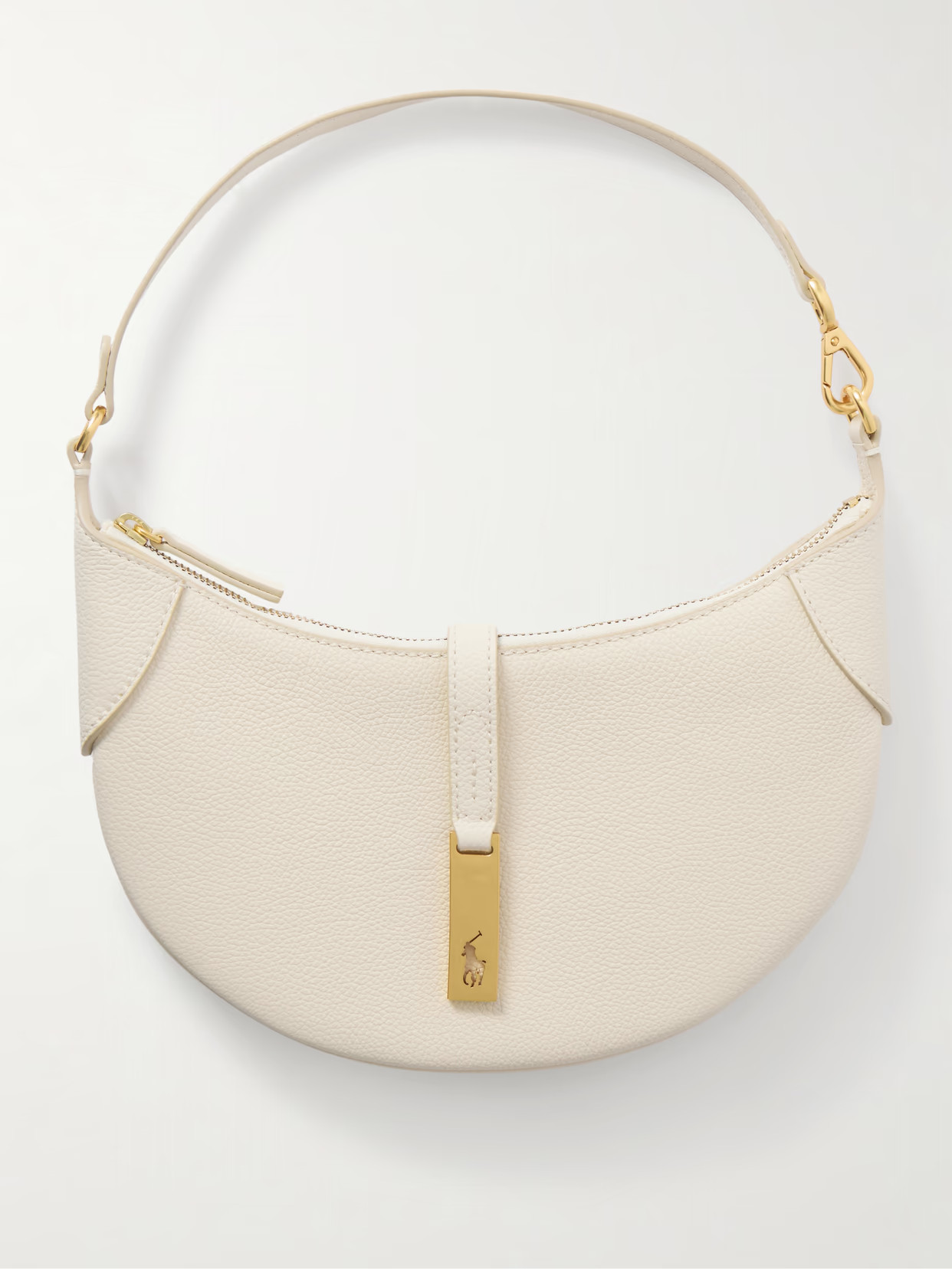 Polo Ralph Lauren - Polo Id Embellished Textured-leather Shoulder Bag - Ivory | NET-A-PORTER (US)
