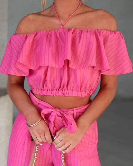 Taiba Off The Shoulder Crop Top - Rose - SALE | VICI Collection