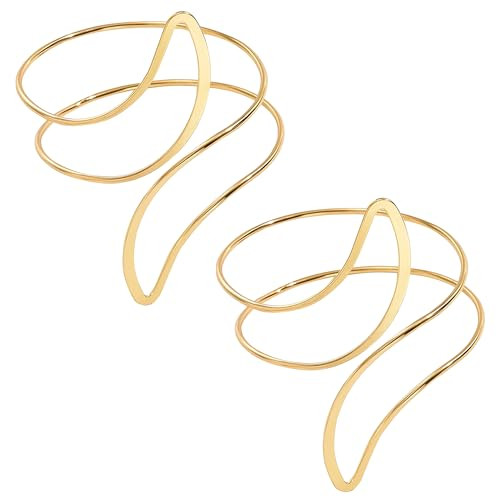RIOSO 2 Pieces Gold Arm Cuff Upper Arm Band Cuff Bracelets Adjustable Bangle Armband for Women Arm Accessories Jewelry | Amazon (US)