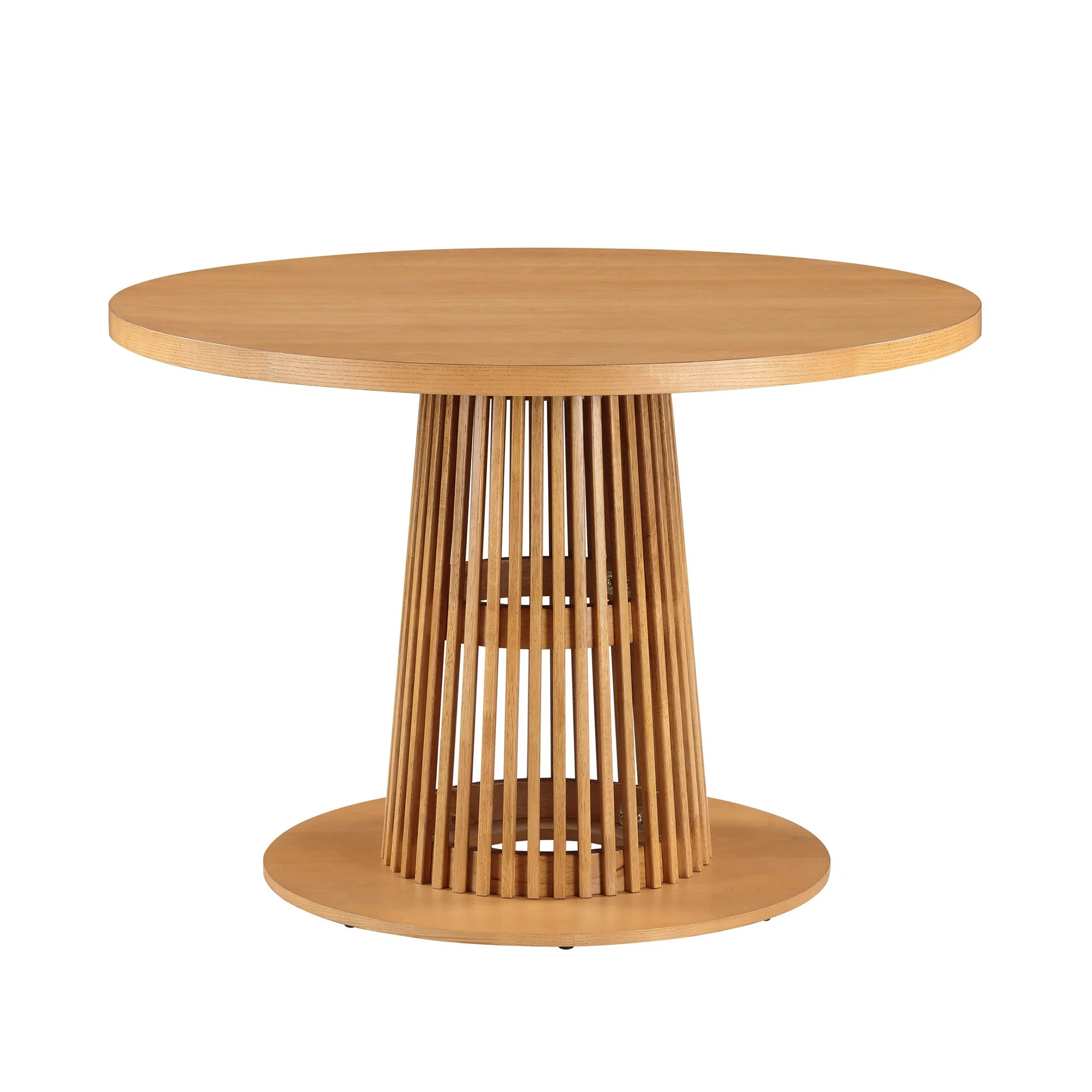 Beautiful Drew Round Dining Table with Fluted Pedestal Base, Warm Honey Finish | Walmart (US)