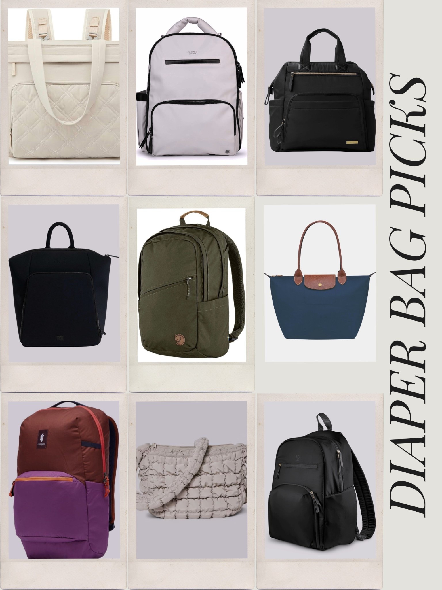Top 9 diaper bag recommendations for the tote and backpack moms alike :) 