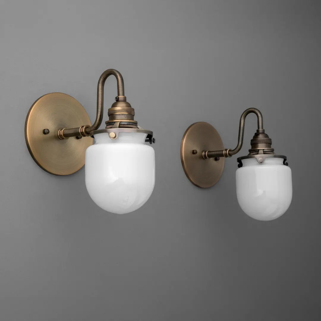 Sconce Light-Brass Wall Sconce-Milk Glass Light-Vintage Wall Lamp - Model No. 1564 | Etsy (US)