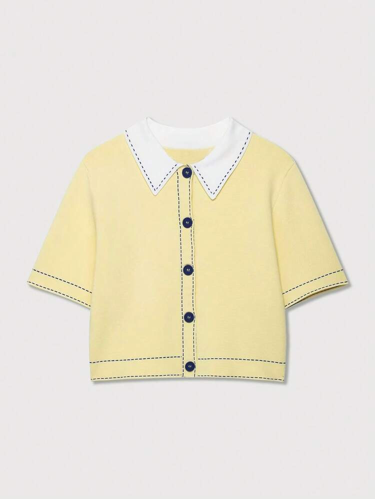 YROOE Women's Fashion Polo Collar Short Sleeve Casual Knit Sweater, Autumn/Winter Spring | SHEIN
