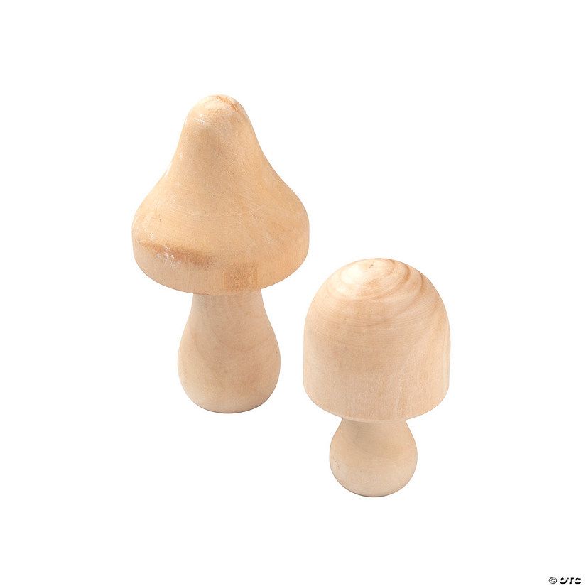 DIY Unfinished Wood Mushrooms - 12 Pc. | Oriental Trading Company