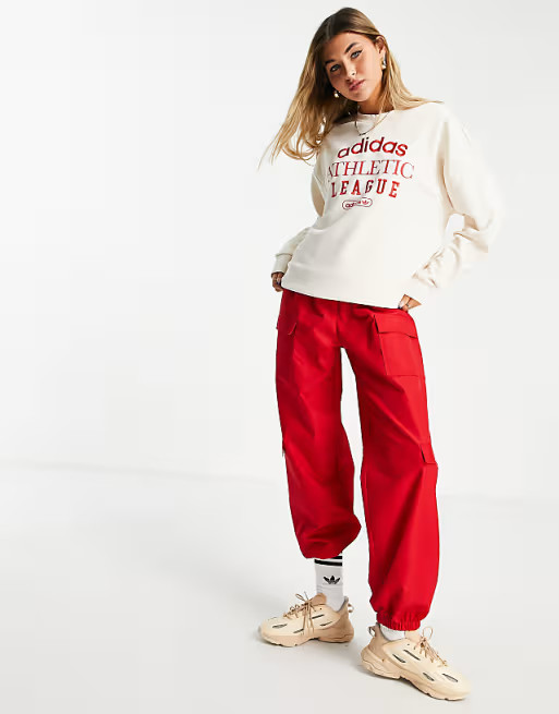 adidas Originals 'Retro Luxury' slogan sweat in off white | ASOS (Global)