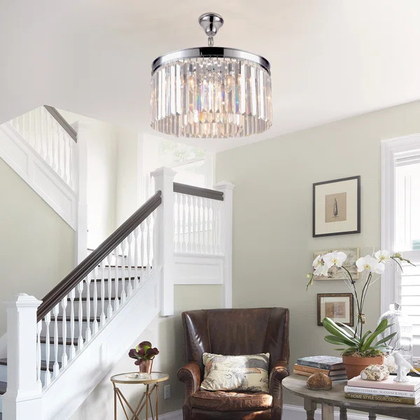 Hallum 5 - Light Unique/Statement Drum Chandelier with Crystal Accents | Wayfair North America