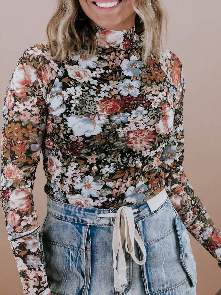 Brown Floral Long Sleeve High Neck Sheath Mesh Blouse








4.88(500+) | SHEIN