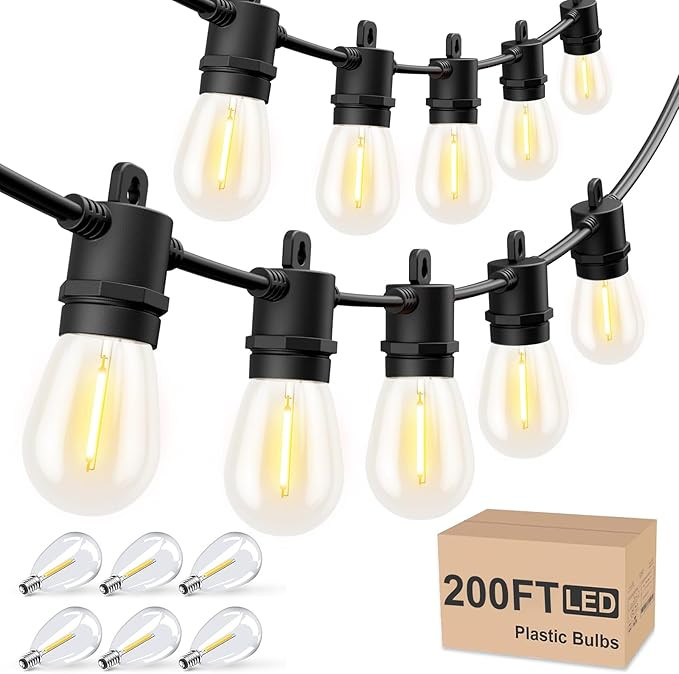 Svater Outdoor String Lights 200 FT, Patio Lights for Outside with Shatterproof LED Bulbs, Waterp... | Amazon (US)
