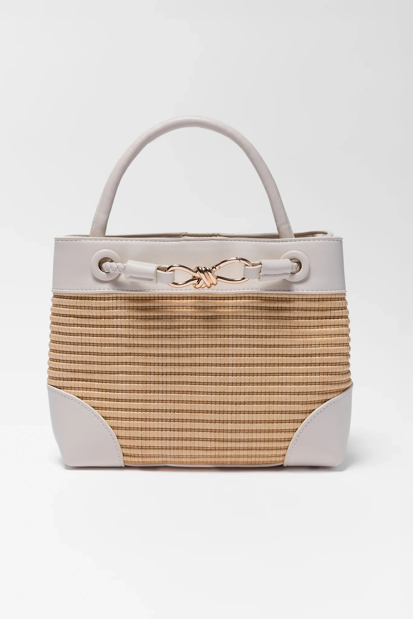 Tan Raffia White Trim Bag | Avara