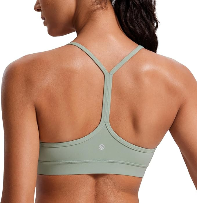 CRZ YOGA Butterluxe Y Back Sports Bras for Women - Padded Racerback Low Impact Spaghetti Thin Str... | Amazon (US)