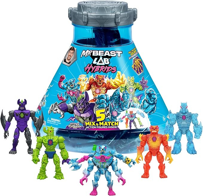 MrBeast Lab Hybrids Mega Pack, Reveal Different Hybrid Parts to Create 5 Mix & Match Action Figur... | Amazon (US)