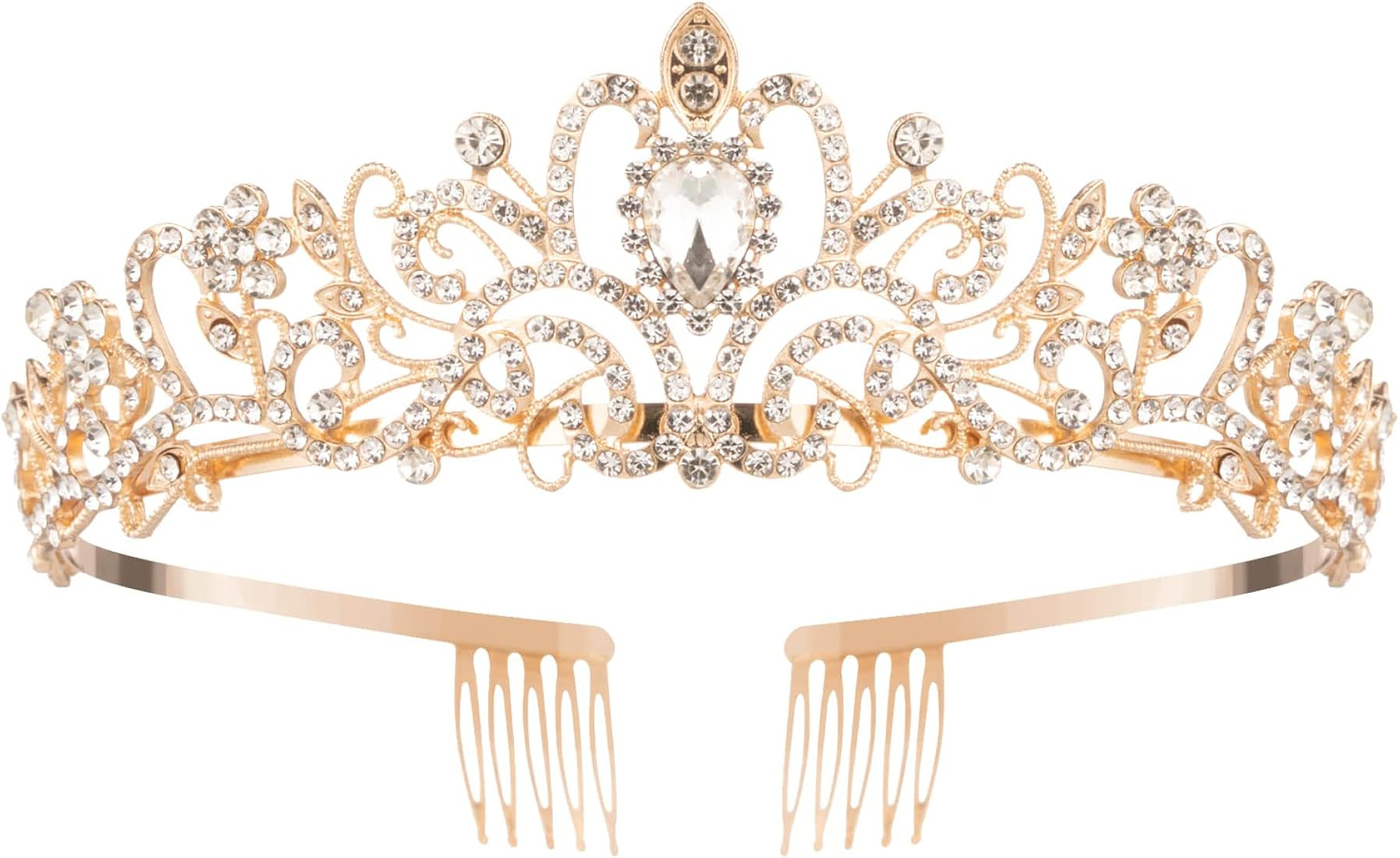 Tiara for Women Elegant Princess Crown with Combs Silver Crystal Tiara Crowns for Women Girls Tia... | Amazon (US)