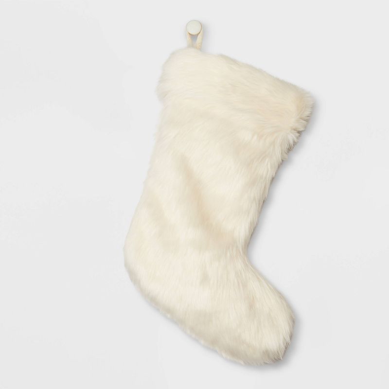 Faux Fur Christmas Stocking Cream - Wondershop™ | Target