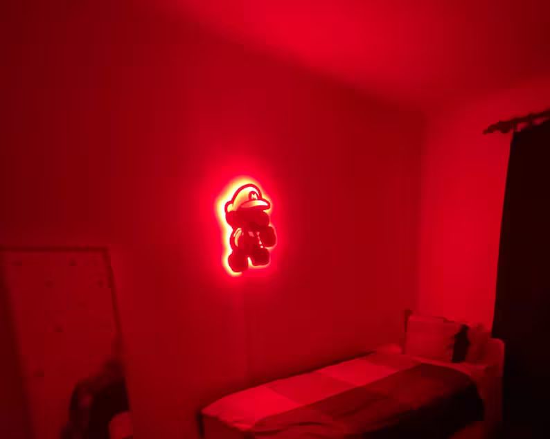 Mario Led Sign Wall Art Decor - Glow in the dark Wall Art - Kids Room Decor - LED Decoration - Cu... | Etsy (US)